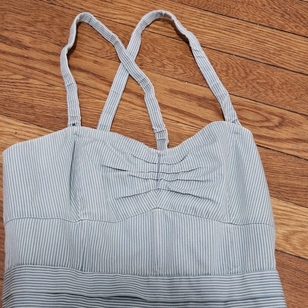 Aritizia Wilfred Green & White Stripe Mini Dress Halter Junior's Size 0 - Picture 4 of 10